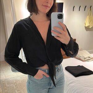 Women's Black Tie-Front Top